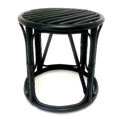 VD Leeden bijzettafel Papasan - D40 x H40 cm - rotan - zwart - krukje/plantverhoger VD Leeden bijzettafel Papasan - D40 x H40 cm - rotan - zwart - krukje/plantverhoger