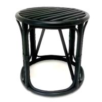 VD Leeden bijzettafel Papasan - D40 x H40 cm - rotan - zwart - krukje/plantverhoger