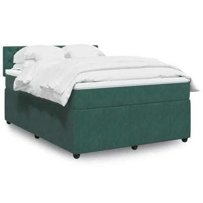 Boxspring met matras fluweel donkergroen 140x190 cm