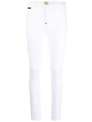Philipp Plein jean skinny Biker à taille haute - Blanc