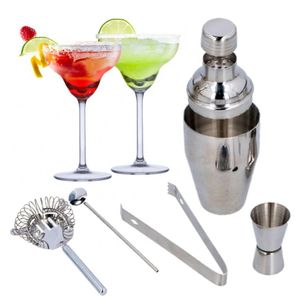 Set van 4x Margarita cocktailglazen met luxe 5-delige cocktailshaker set RVS