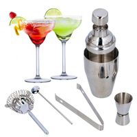 Set van 4x Margarita cocktailglazen met luxe 5-delige cocktailshaker set RVS - thumbnail