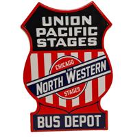 Union Pacific Stages Bus Depot Stalen Bord Met Relief - 50 x 35cm