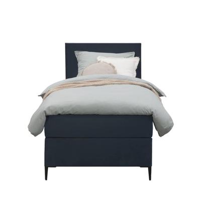 Leen Bakker - Boxspring Liv Egaal - 90x200 Cm - Slanke Poot - Stof/Velvet - Blauw