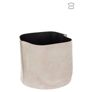 J-Line opbergmand Rond Laag - leder|textiel - beige