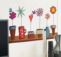 Muursticker Bloemen in Pot