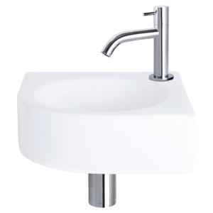 Differnz Cleo fonteinset keramiek - kraan gebogen - 30 x 30 x 10 cm - chroom
