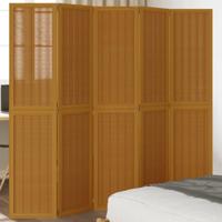 Kamerscherm met 5 panelen massief paulowniahout bruin - thumbnail