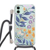 Flowers with blue leaves: iPhone 11 Transparant Hoesje met koord