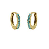 Karma Oorringen Plain Hoops Round Turquoise 13 mm Goud