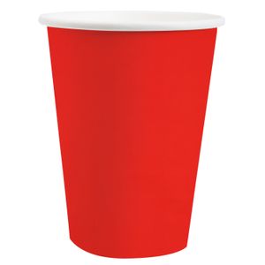 Santex feest bekertjes - 10x - rood - papier/karton - 270 ml   -