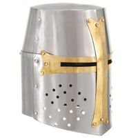 VidaXL Kruisvaardershelm middeleeuws replica larp staal zilverkleurig