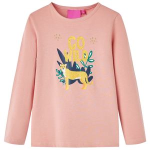 Kindershirt met lange mouwen dierenprint 140 lichtroze