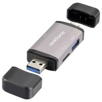 Renkforce RF-CR-480 Externe geheugenkaartlezer USB-A, USB-C Aluminium-grijs