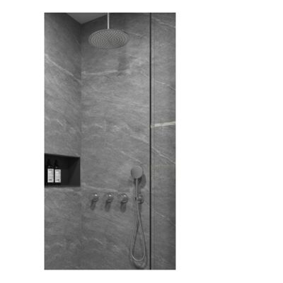 Regendouche set SaniClear Plus | Inbouw | Thermostaatkraan | Rond | RVS look