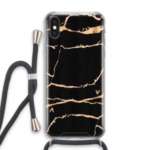Gouden marmer: iPhone XS Transparant Hoesje met koord