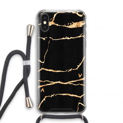 Gouden marmer: iPhone XS Transparant Hoesje met koord