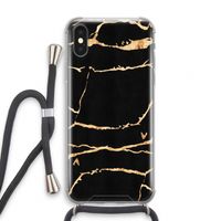 Gouden marmer: iPhone XS Transparant Hoesje met koord