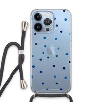 Blauwe stippen: iPhone 13 Pro Transparant Hoesje met koord Blauwe stippen: iPhone 13 Pro Transparant Hoesje met koord