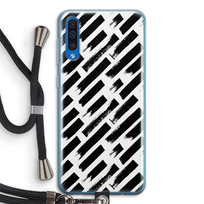 Zwarte vegen: Samsung Galaxy A50 Transparant Hoesje met koord