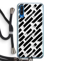 Zwarte vegen: Samsung Galaxy A50 Transparant Hoesje met koord