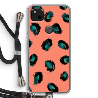 Pink Cheetah: Pixel 4a Transparant Hoesje met koord