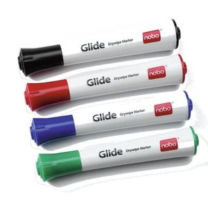 Nobo Glide whiteboardmarker, pak van 4 stuks, geassorteerde kleuren