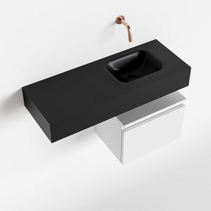 Toiletmeubel Mondiaz Andor | 80 cm | Meubelkleur Talc | Lex vrijhangend wastafel Urban Rechts | Zonder kraangat