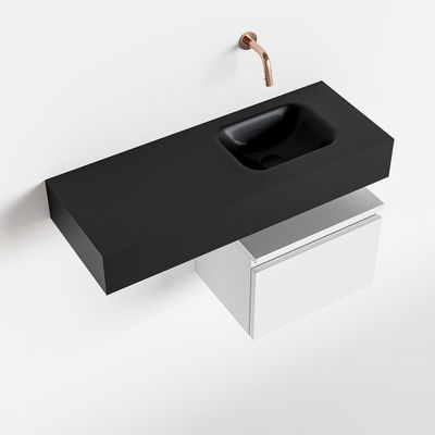 Toiletmeubel Mondiaz Andor | 80 cm | Meubelkleur Talc | Lex vrijhangend wastafel Urban Rechts | Zonder kraangat