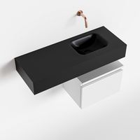 Toiletmeubel Mondiaz Andor | 80 cm | Meubelkleur Talc | Lex vrijhangend wastafel Urban Rechts | Zonder kraangat