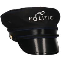 Politie carnaval verkleed pet - zwart - voor volwassenen - algemene maat - hoeden - polyester