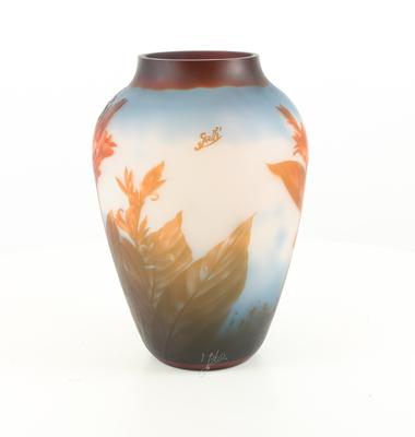 A CAMEO GLASS VASE 'RED FLOWERS'