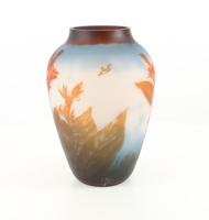 A CAMEO GLASS VASE 'RED FLOWERS'