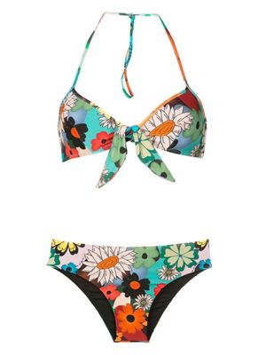 Amir Slama bikini dos-nu à fleurs - Noir