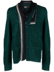 Kolor cardigan brossé à design patchwork - Vert