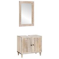Badkamermeubelset 2 pcs Wit 62 x 33 x 58 cm massief mangohout