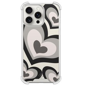 iPhone 15 Pro Max shockproof hoesje - Hart swirl zwart