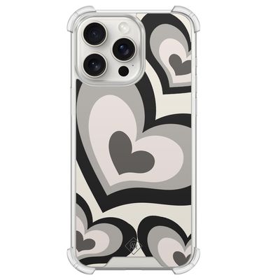 iPhone 15 Pro Max shockproof hoesje - Hart swirl zwart