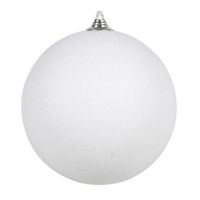 2x Witte grote kerstballen met glitter kunststof 13 cm - thumbnail