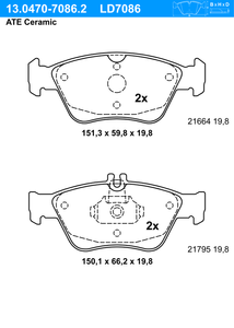 Remblokkenset, schijfrem ATE Ceramic ATE, u.a. fÃ¼r Mercedes-Benz