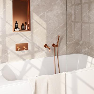 Inbouwthermostaat set Brauer Carving Met Drukknoppen Incl Baduitloop Koper (Keuze Handdouche)