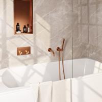 Inbouwthermostaat set Brauer Carving Met Drukknoppen Incl Baduitloop Koper (Keuze Handdouche)