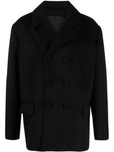 Balmain manteau croisé à logo brodé - Noir