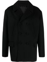 Balmain manteau croisé à logo brodé - Noir - thumbnail