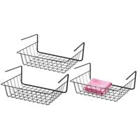 Hangmand voor kast - 3x - metaal - zwart - 29 x 21 x 11 cm - kastmandje
