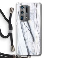 Gestreepte marmer: Huawei P40 Pro Plus Transparant Hoesje met koord