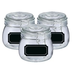 Weckpotten/inmaakpotten - 6x - 500 ml - glas - met beugelsluiting - incl. etiketten