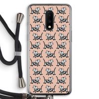Zwarte poes: OnePlus 7 Transparant Hoesje met koord
