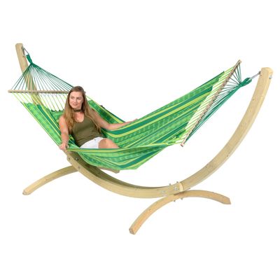 Tropilex Hangmatset Double 'Wood & Lazy' Joyful - Groen - Colombiaans, Spreidstok - 180 kg