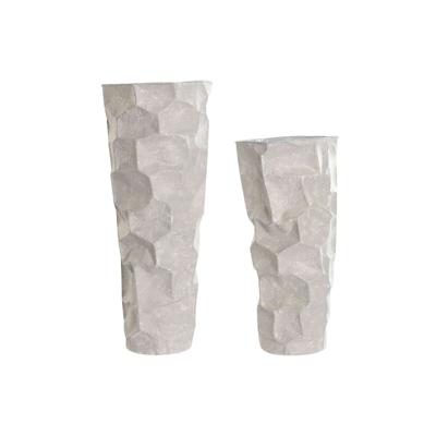 Set van 2 Vazen Home ESPRIT Beige Metaal Modern 20 x 20 x 48 cm 19 x 19 x 48 cm (2 Onderdelen)